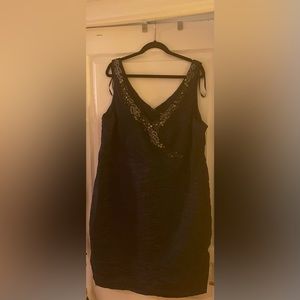 Metallic Navy Blue Evening Dress